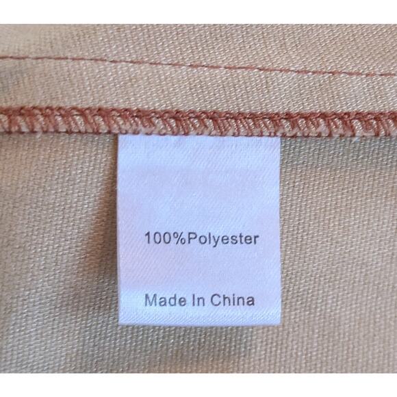 Tuckernuck Faye Blouse Top Large Cognac Brown Faux Leather Bow Back Ruffle Neck - Picture 8 of 9